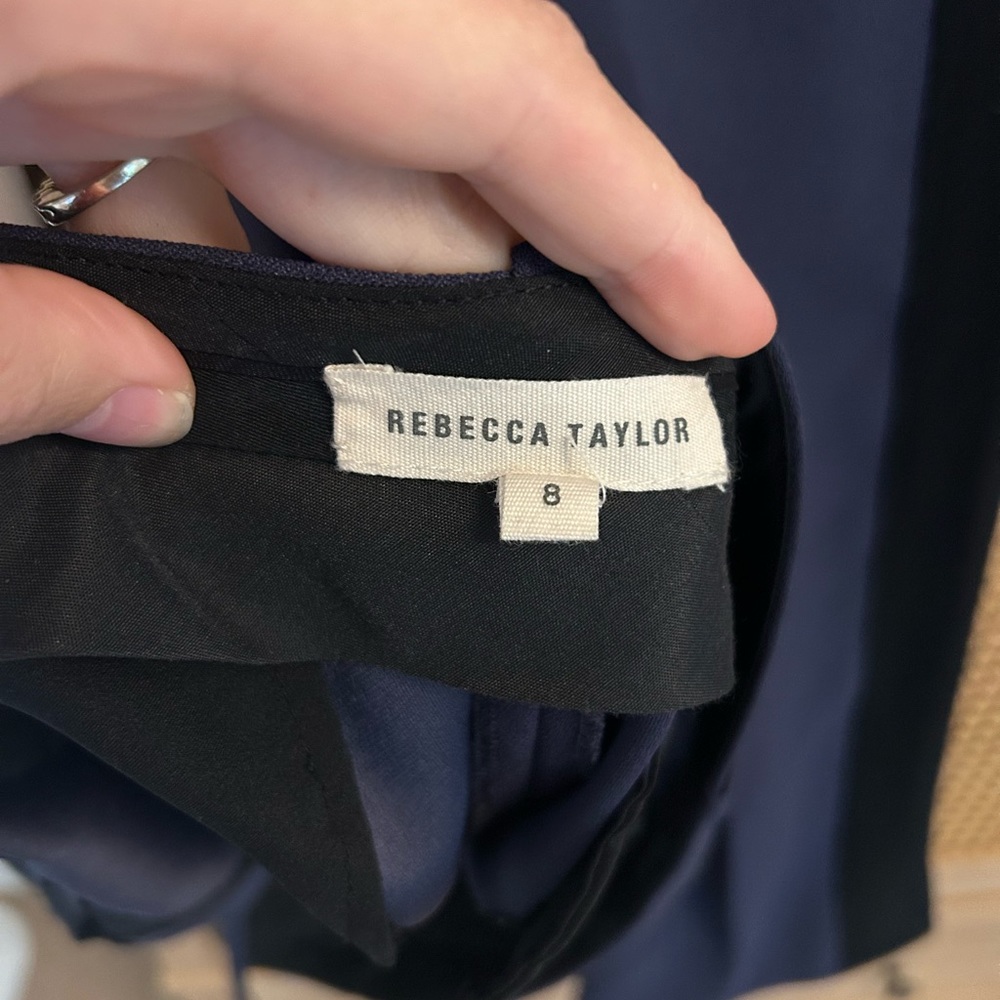 Rebecca Taylor navy blue with tuxedo stripe dress pant size 8 - Picture 3 of 4
